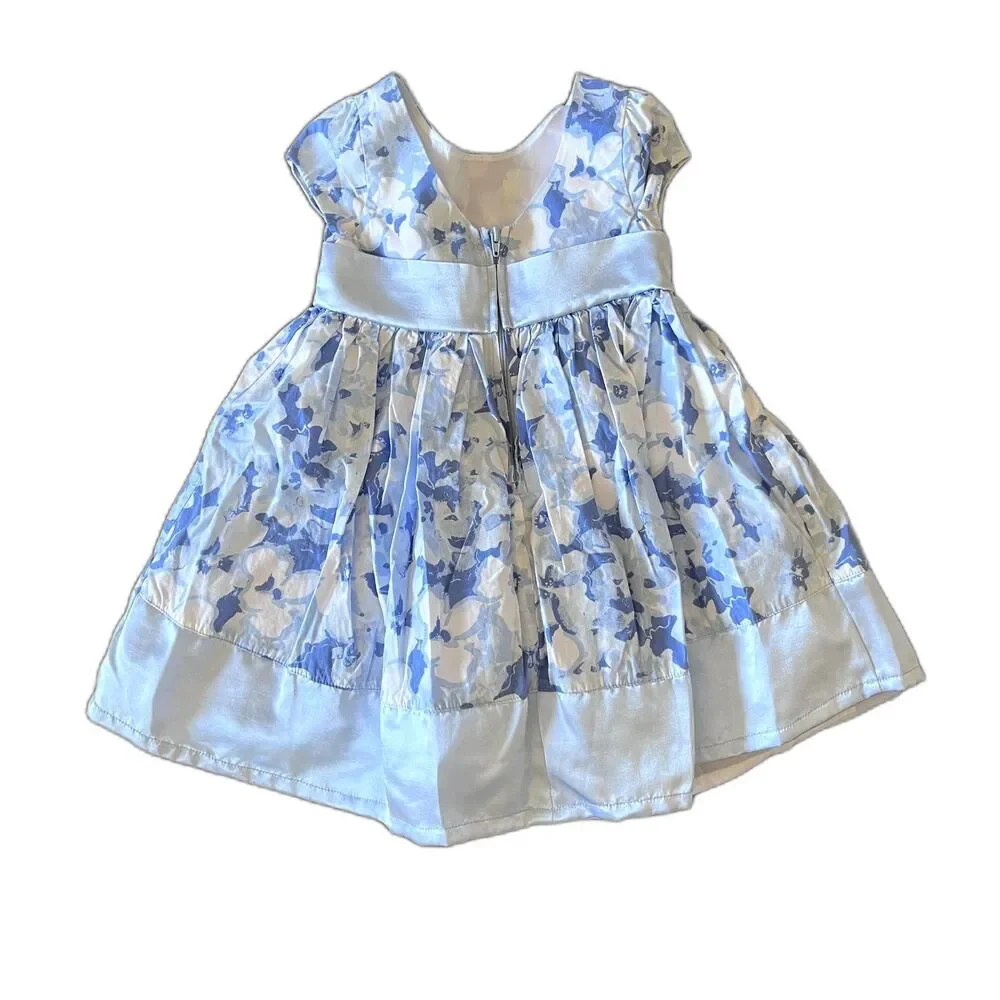 Gymboree 18-24M Blue Watercolor Floral Rosette Party Dress